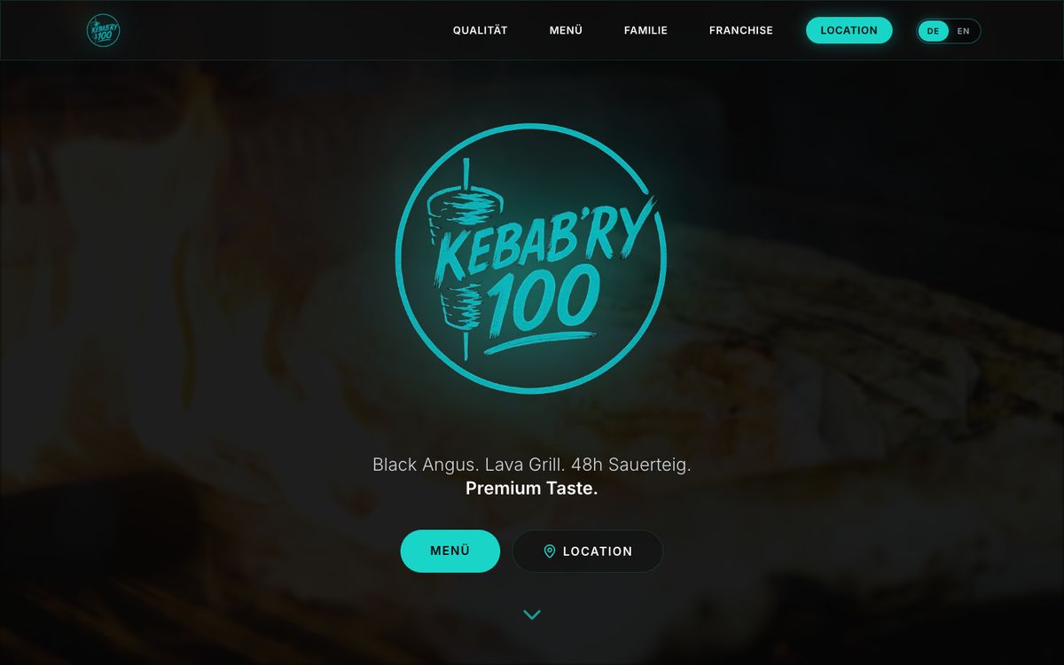 Kebab'ry 100: Website Desktop-Ansicht