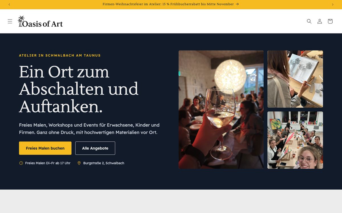 Oasis of Art: Website Desktop-Ansicht