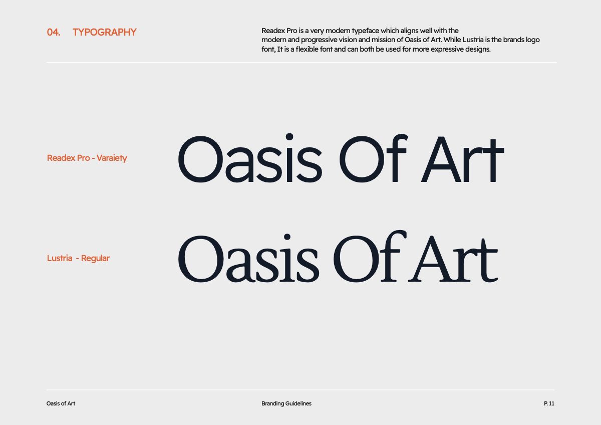 Oasis of Art Brand Guidelines: Typografie